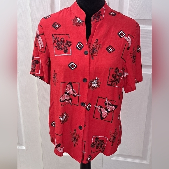 Mandarin Style Top With Attached Tank Top   Size L - Picture 1 of 8